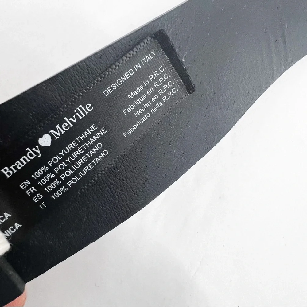 BRANDY MELVILLE BLACK FAUX LEATHER SILVER HEART BELT - Picture 11 of 11